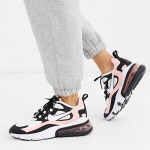Nike Air Max 270 React Black White Bleached Coral Pink 8.5